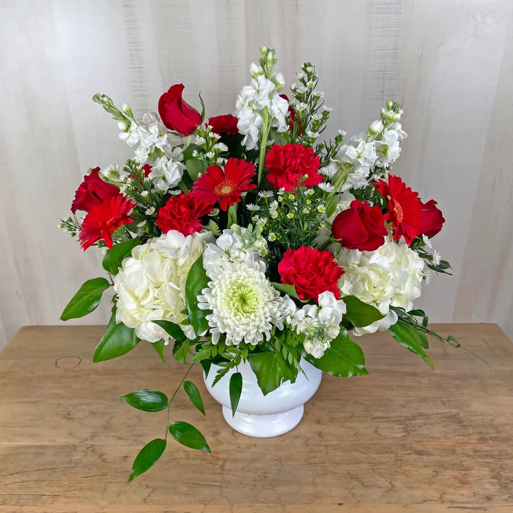 Red and White Sympathy Urn