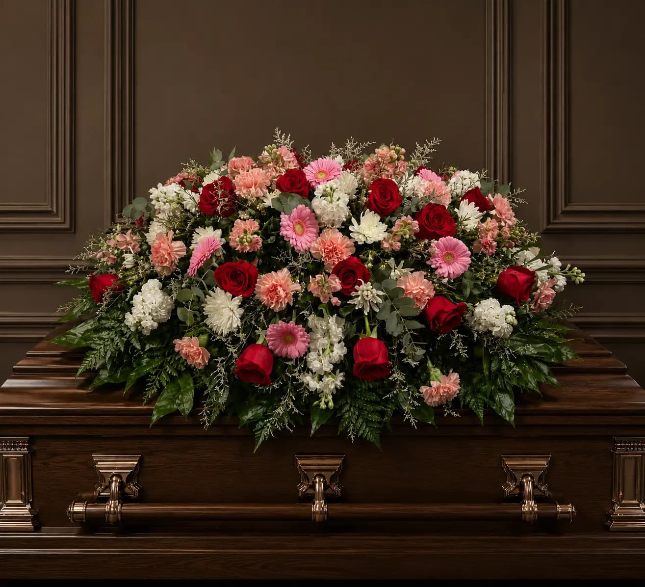 Pink and White with Red Roses