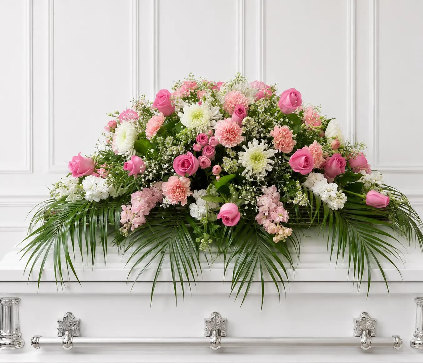 Pink and White Casket Spray
