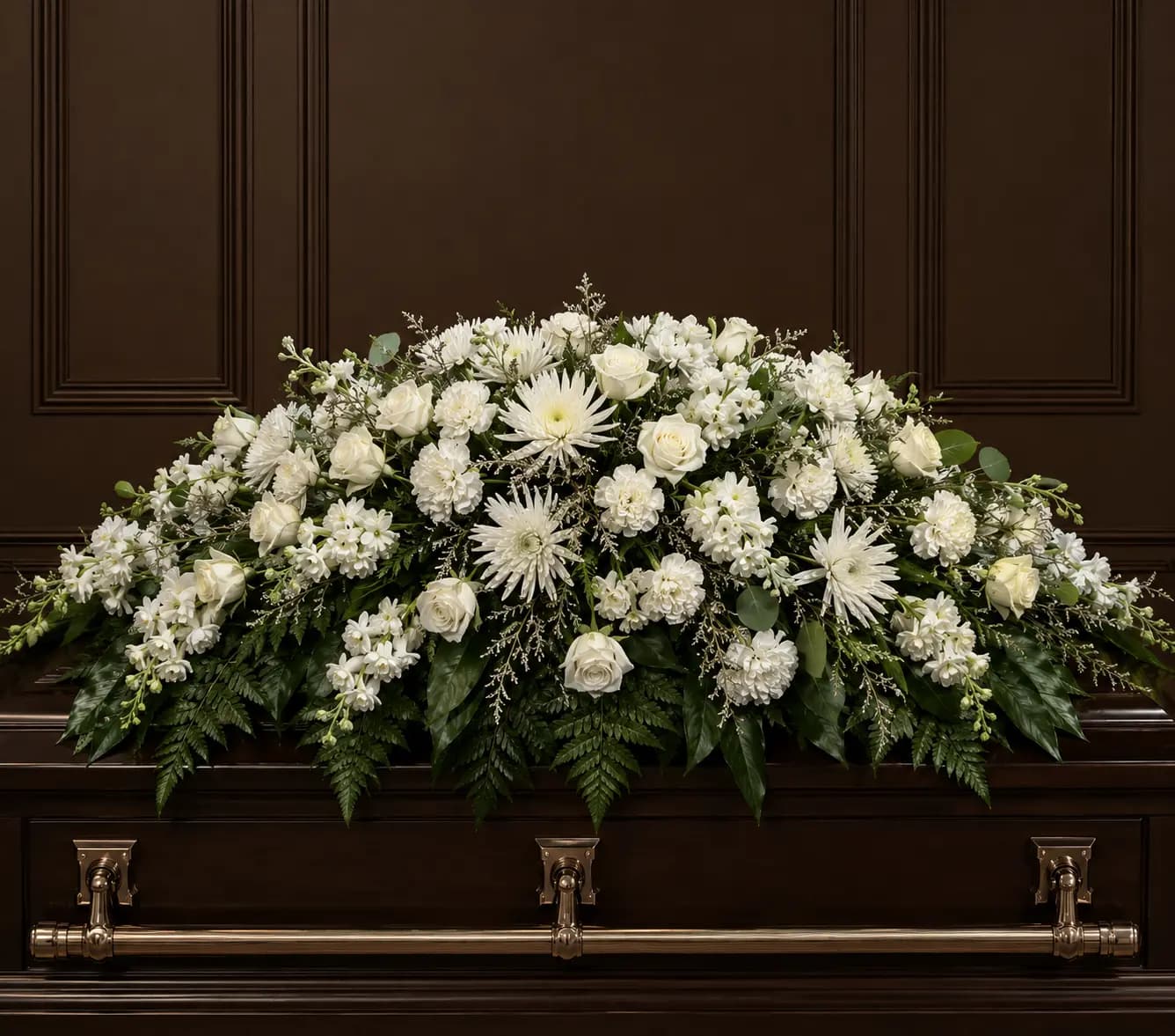 Elegant White Casket Spray