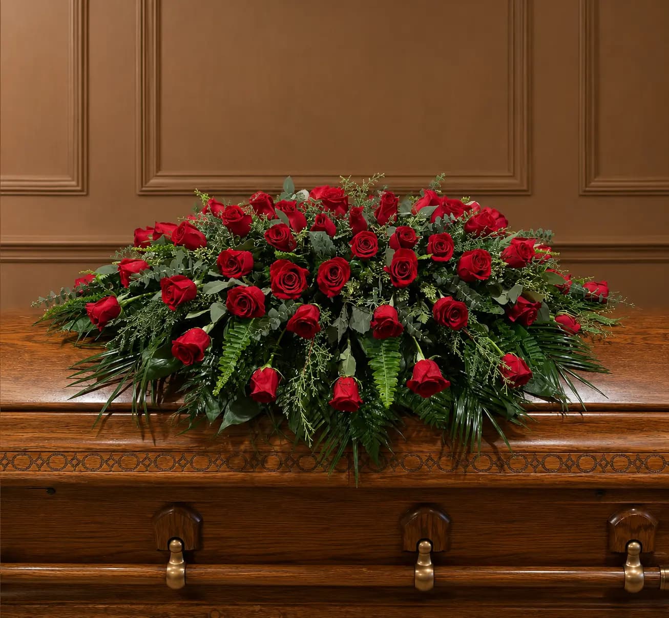 Forlorn Red Rose Casket Spray