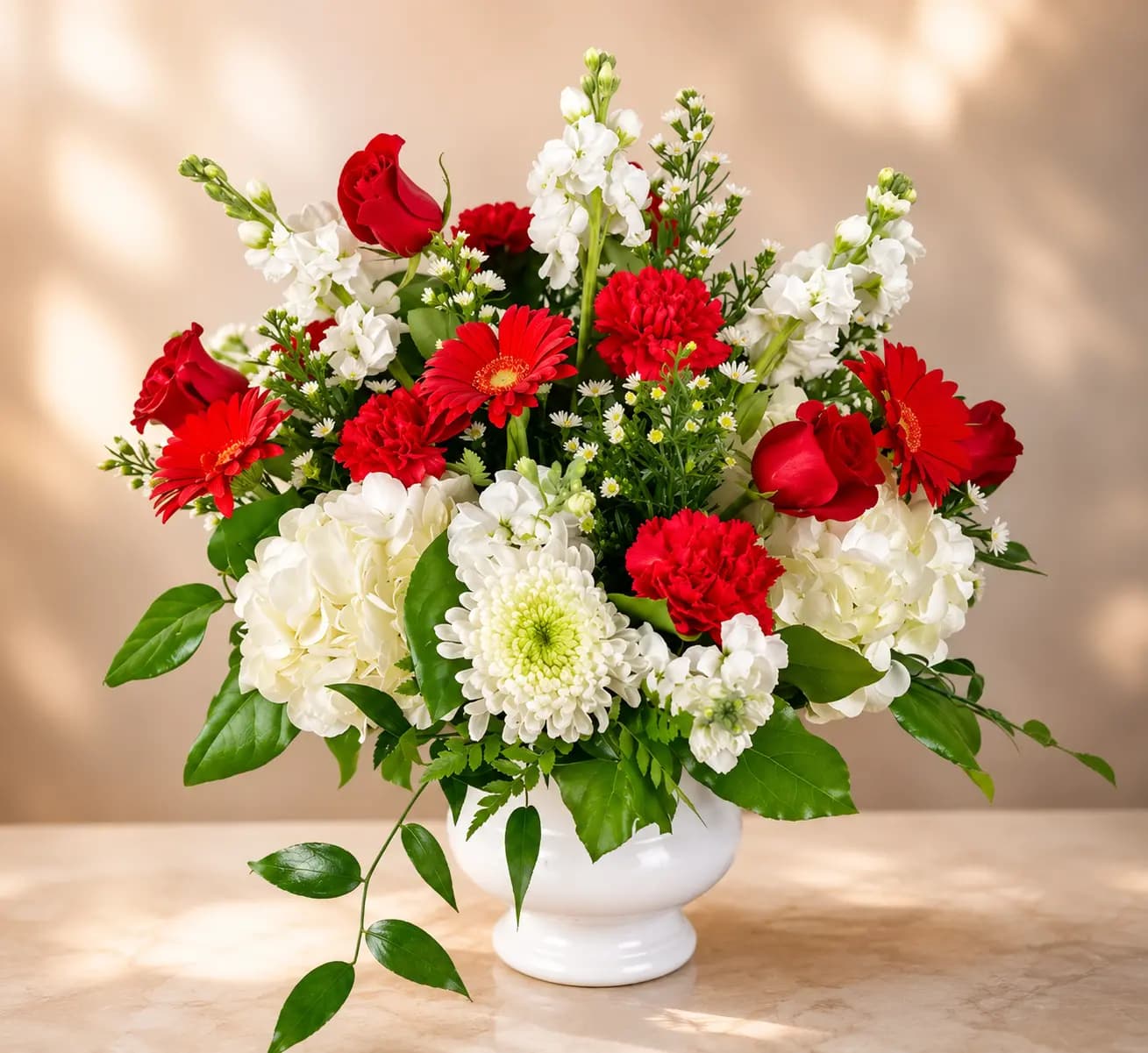 Red and White Sympathy Urn