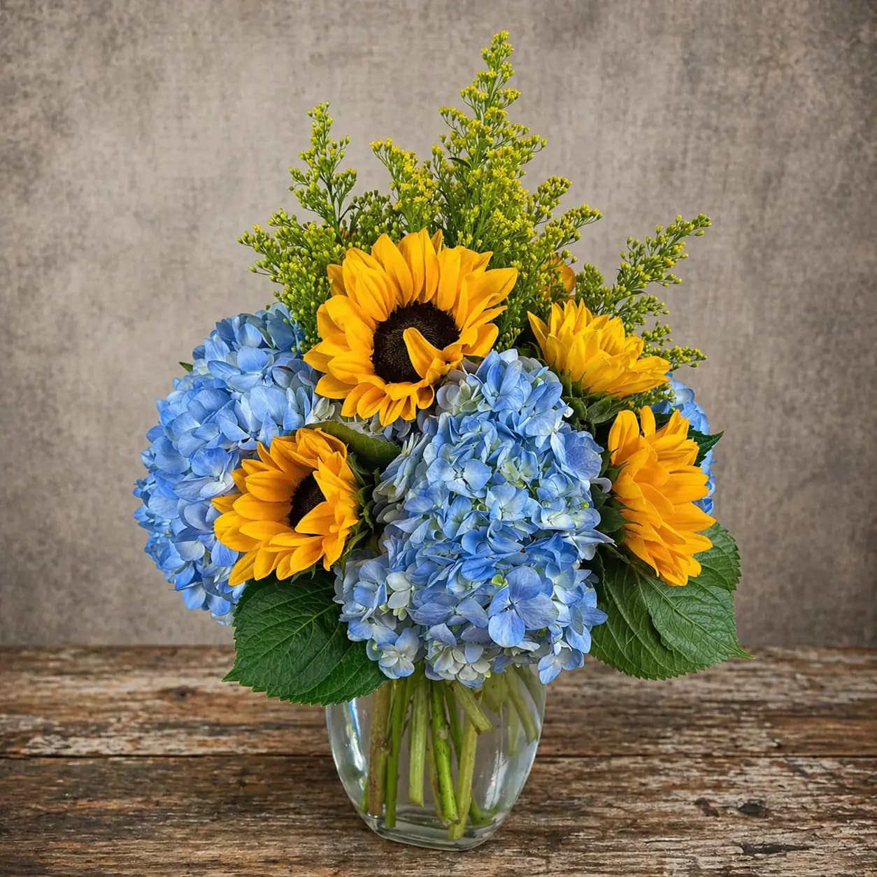 Sunflowers and Hydrangeas