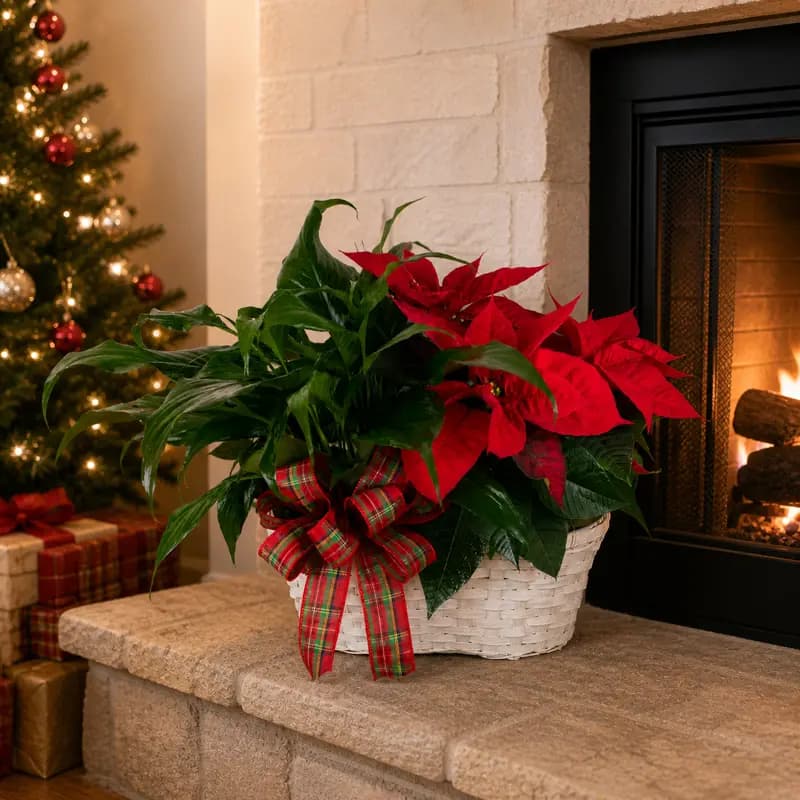 Poinsettia Peanut Basket