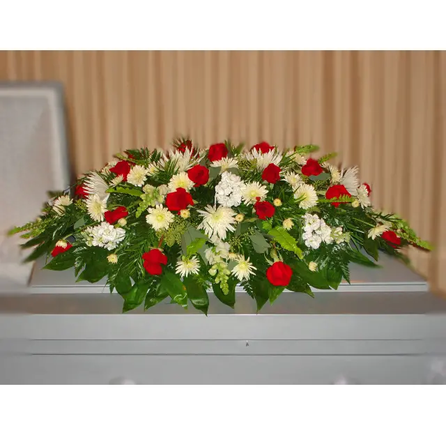 Red and White Casket Spray – photo 2