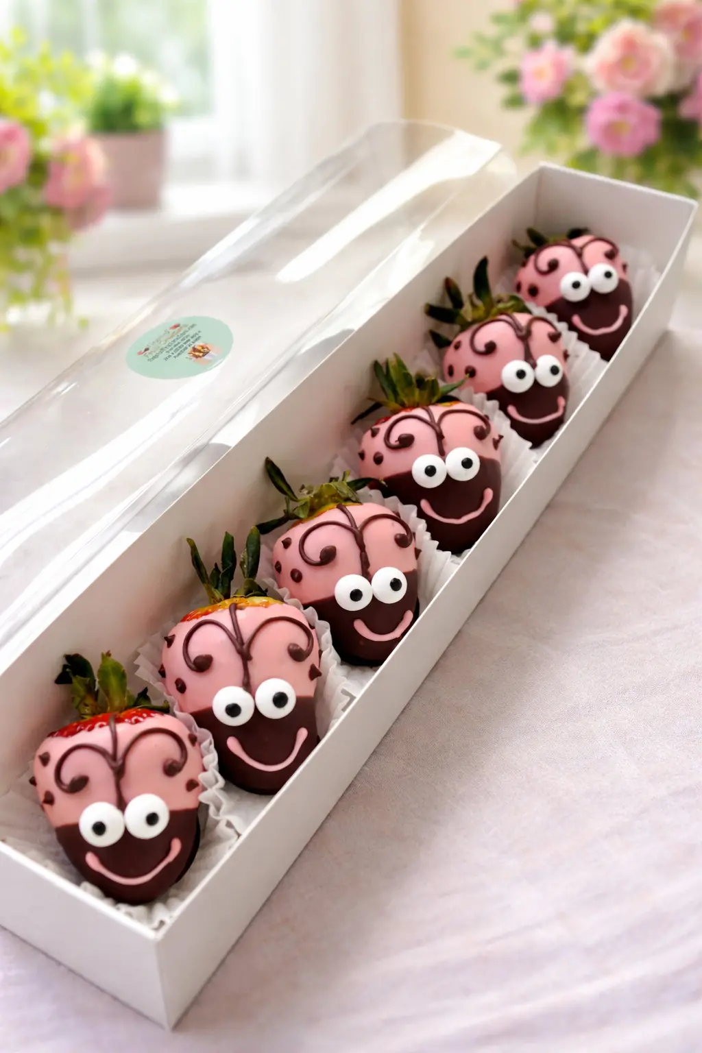 シルクの苺のラウンドBOX Lady Bugs Chocolate Dipped Strawberries