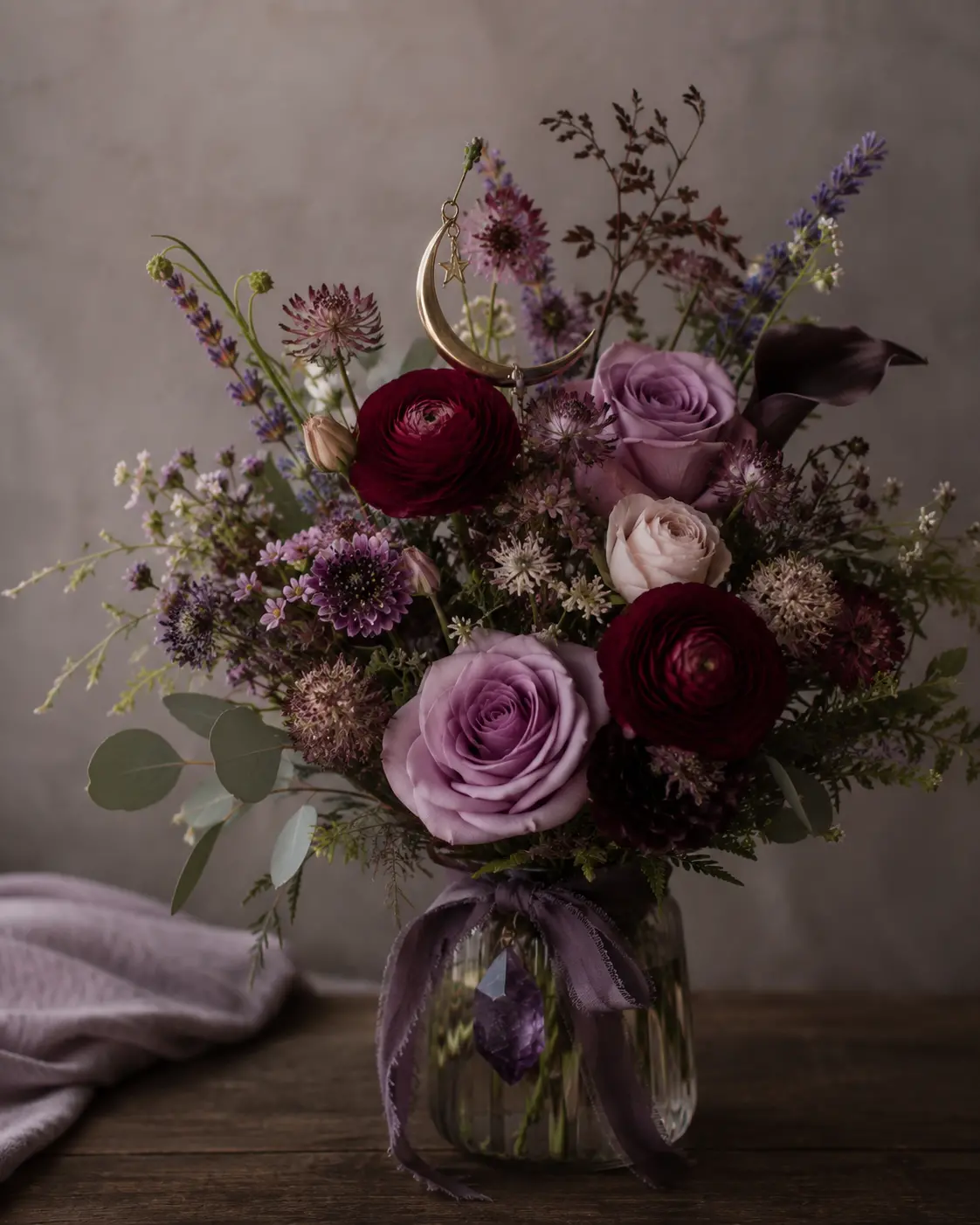 Moody Mauve Bouquet, Flower Moon Florist