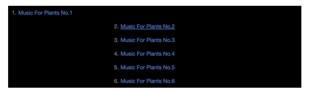 Brendan Wells - Music For People & Their Plants Vol 1 - Casette tracklist