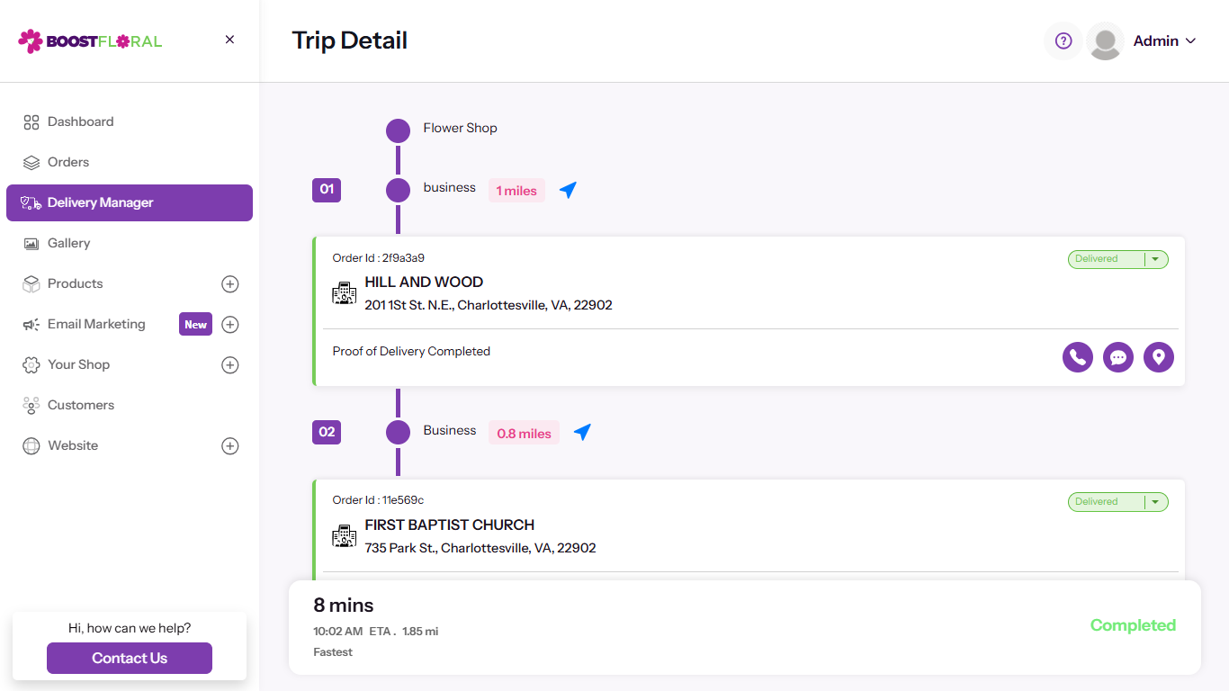 Optimized Floral Delivery Route Sequencing with Trip Metrics
